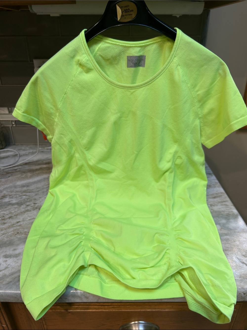 Athleta Fastest Track Tee shirt seamless shirred sides athletic yoga run gym L
